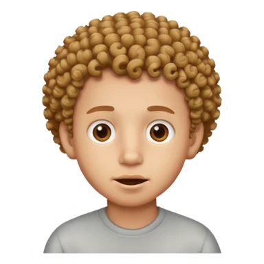Boy with with light skin curly low taper face brown eyes funny face sticker