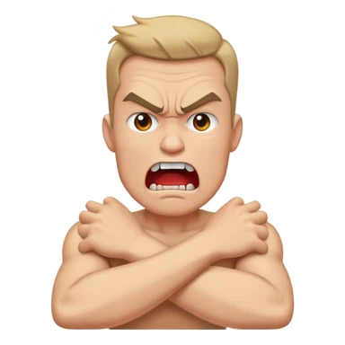 Man with arms crossed around neck with a angry-screaming expression  sticker