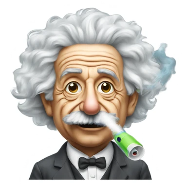 Albert Einstein smoking out of the front of a water gun sticker