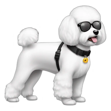 perro bichon maltés blanco y mujer piel blanca cabello negro largo y gafas sticker
