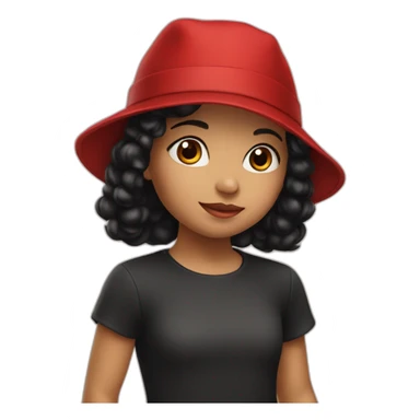 little girl in a red hat with black hair in dress sticker