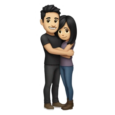 girl with Black hair  and brunette guy hug sticker