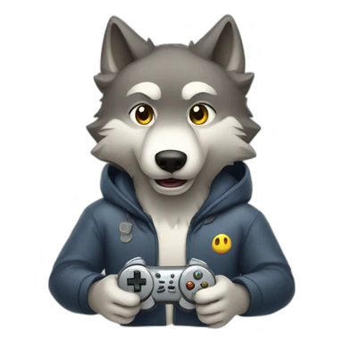 wolf playing video games sticker