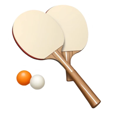 Two table tennis paddles crossed over a ping pong ball, placed on a smooth, reflective table. The background suggests a clean, minimalist playing surface, capturing the precision and fast-paced nature of the sport. sticker