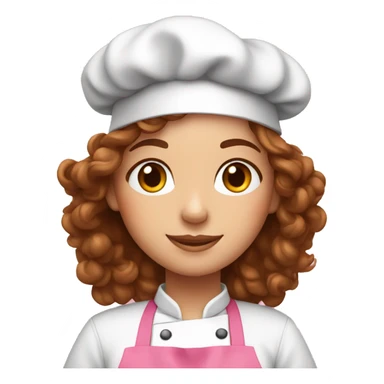 Chef girl with curly brown hair in a pink cap sticker