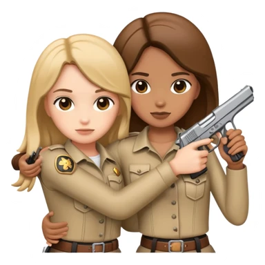 two hugging girls also holding pistols sticker