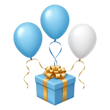 Make light blue and white balloons, and under the balloon strings, put gifts. sticker