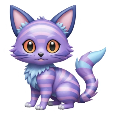 Shiny Iridescent Pastel-Lavender Frosted Glossy Crystal-Striped Noibat-Litten-Trico-hybrid creature (full body) sticker
