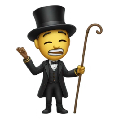 Trey with top hat and cane crying sticker