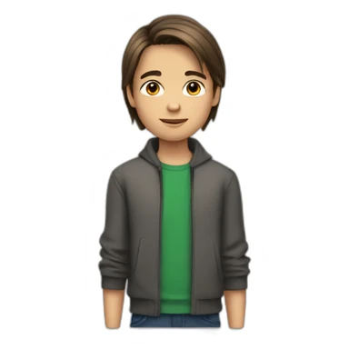 13 year-old boy with a middle part and brown, straight hair sticker