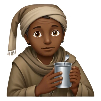 Beggar with tin cup  sticker