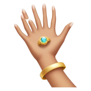 woman's hand with a magical ring sticker