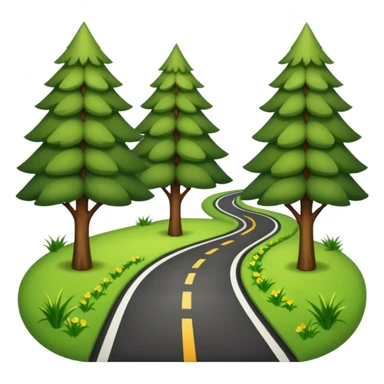 roadway with trees and Grass on the sides emoji sticker