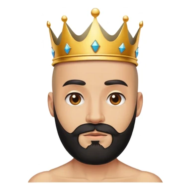 bald guy with black beard and a crown sticker