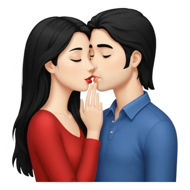 Long Black haired  couple kissing sticker
