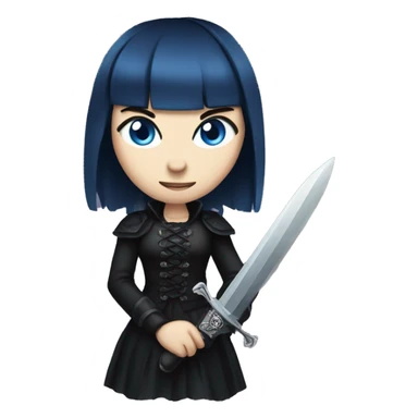 goth girl with blue eyes holding dagger sticker