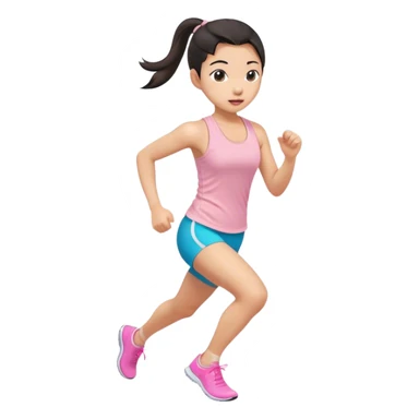 asian girl ponytail light pink tank top running sticker