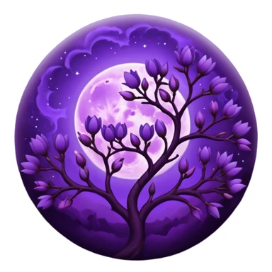 dark purple blossom with a purple Moon sticker