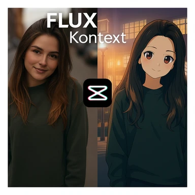 recreate this image and add logo of  text "FLUX Kontext" on top of it sticker