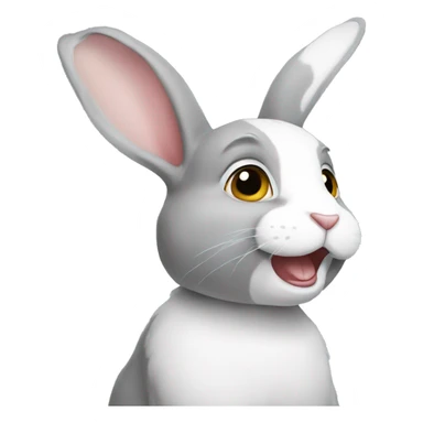 grey and white rabbit sticker