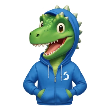 Laughing dinosaur wearing a hoodie  sticker