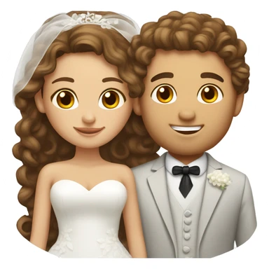 caucasian bride with curly brown hair and caucasian groom  sticker