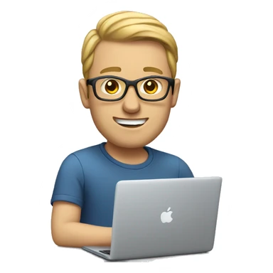 white man programmer with macbook sticker