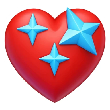 A blocky geometric red 3D heart with a glowing blue star inside sticker