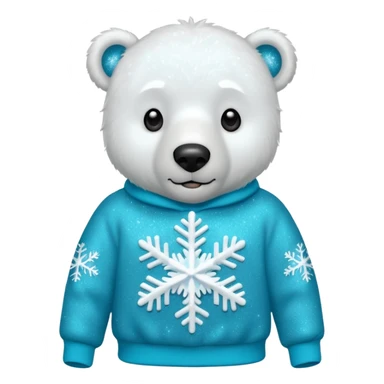 Glitter polar bear
with cyan snowflake on a black sweatshirt sticker