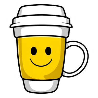 cute coffee cup with smiley face sticker