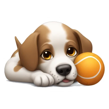 Dog cuddles with ball sticker