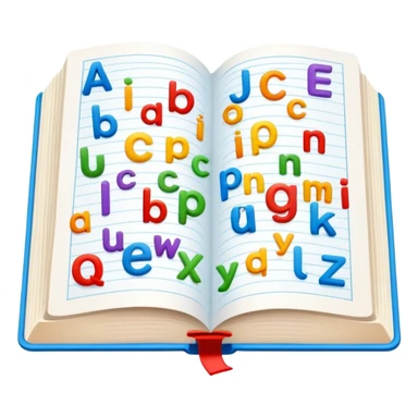 English language learning book with alphabet letters sticker