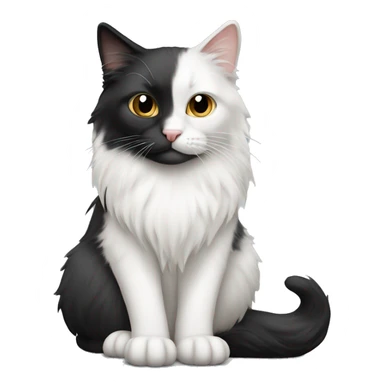 half black and half white long hair cat sticker