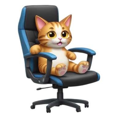 Cat Playing pc game sitting on gaming chair sticker