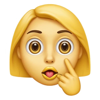 yellow emoji face with big eyes finger on lips in a shh gesture no accessories classic emoji look sticker