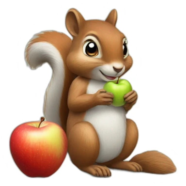 a squirrel holds a beautiful apple in its paws sticker