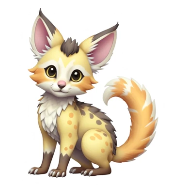 Feral Rare Fantasy cute realistic pastel tropical Vernid-Trico-species by LiLaiRa, random markings, tufted tail, tufted ears, full body sticker