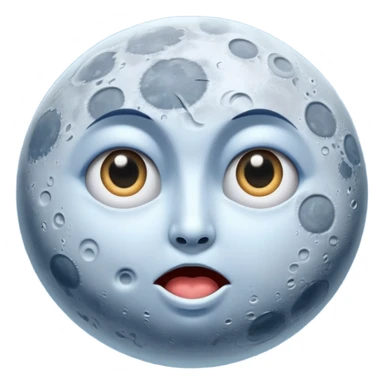 moon split in half with surprised expression sticker