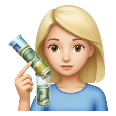 girl enter money in tube sticker