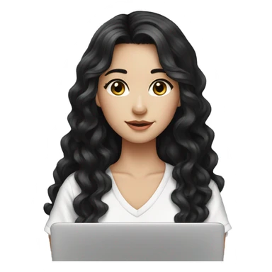 Beautiful girl,Black hair,wavy hair，long hair,Black eyes,Chinese, with laptop sticker