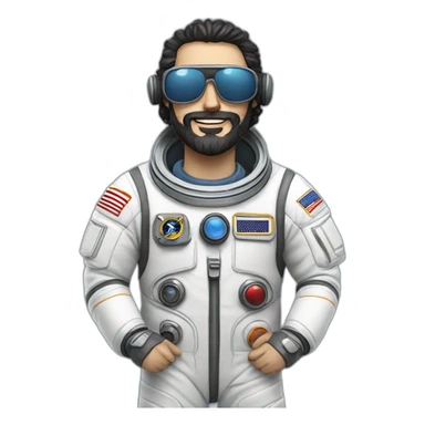 posing caucasian astronaut with black beard and white glasses sticker