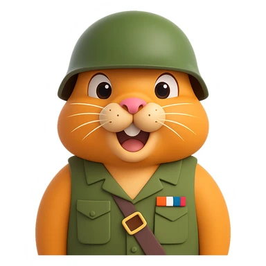 Create a 3D emoji style gopher wearing a different style of helmet, with no background. sticker