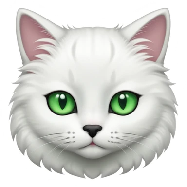 A white cat with green eyes and a black tail and two black marks on the top of her head and a black mark of the top of her neck  sticker