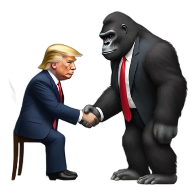 Gorilla handshakes Donald Trump sticker