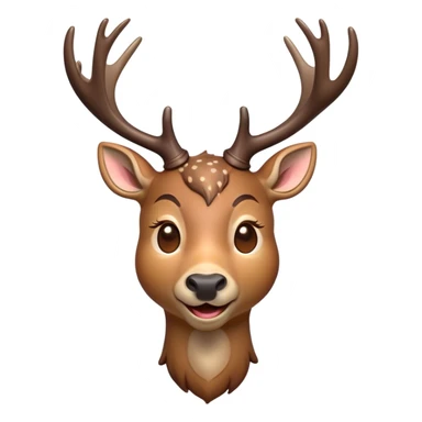 Cinematic Comical Deer Portrait Emoji, Head tilted dramatically with an exaggeratedly amused expression, featuring a sleek dappled coat and whimsically contorted antlers, wide, expressive eyes filled with playful disbelief, Simplified yet hilariously expressive features, highly detailed, glowing with a slightly sassy glow, high shine, dramatic yet playful, stylized with an air of cheeky woodland mischief, bright and endearing, soft glowing outline, capturing the essence of a spirited and over-the-top deer, so meme-worthy it feels like it could side-eye its way into forest folklore instantly! sticker