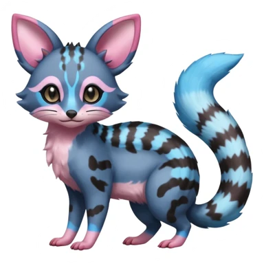 Rare realistic cute adorable epic aesthetic colorful Amaura-Sylveon-Civet-Genet-species-Fakemon-hybrid-creature, with markings, full body sticker