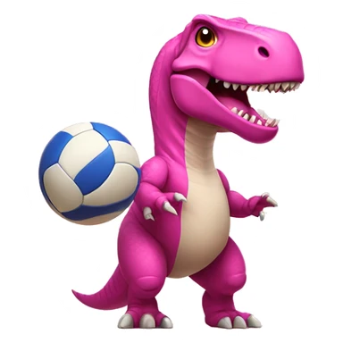 cute pink t rex playing volleyball sticker