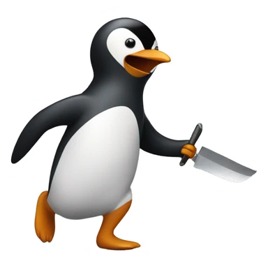 penguin running while holding machete  sticker