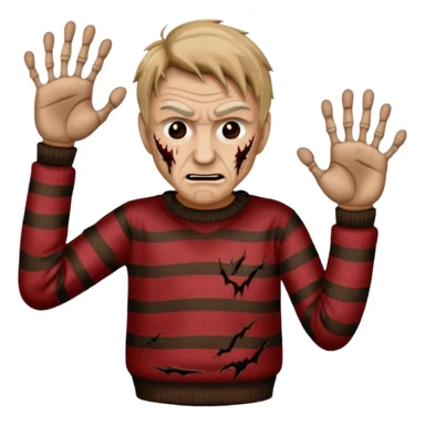 Freddy Kruger emojie with claw hand to sticker
