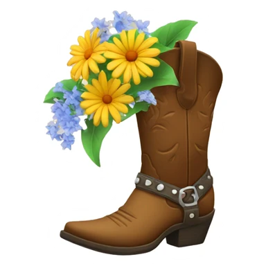 Cowboy boot with flowers sticker
